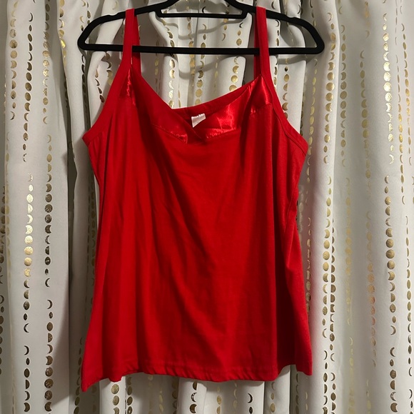 Tops - Women's Red Satin-Trim Camisole Tank Top